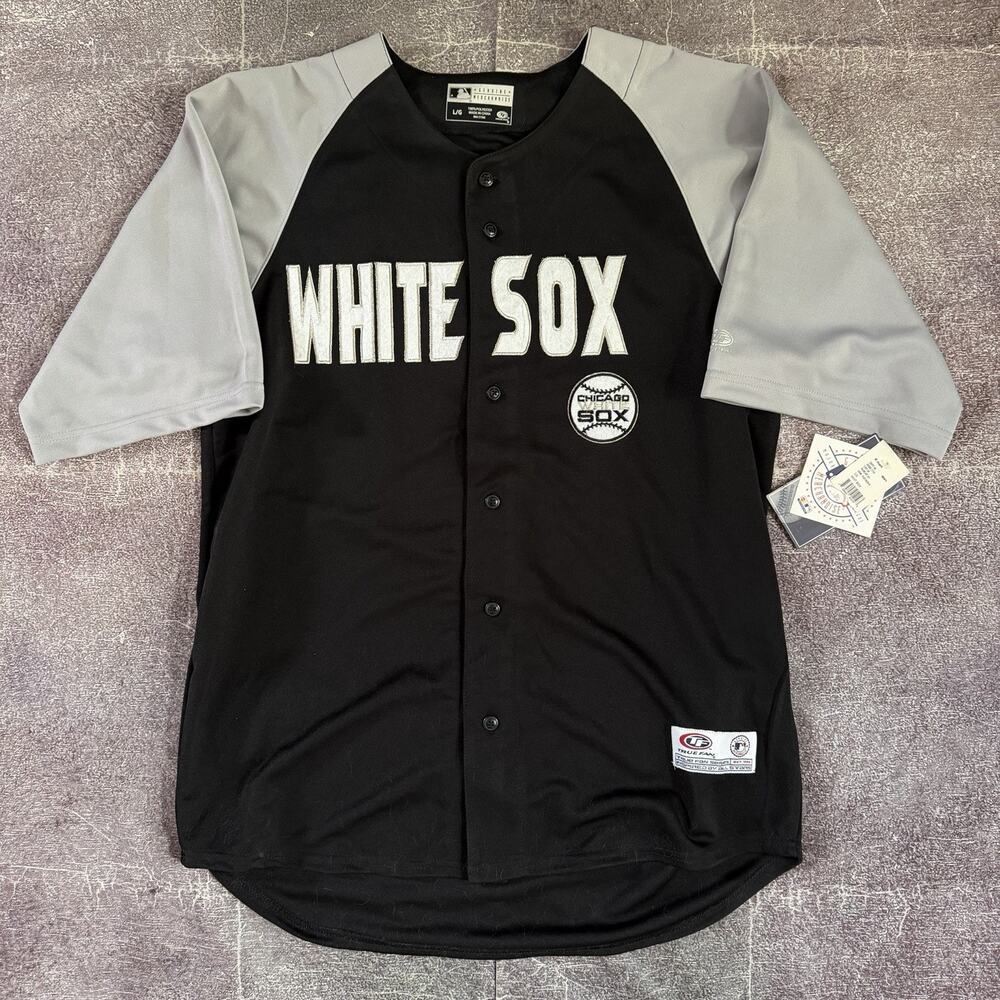 NWT Men's Vintage Y2K True Fan Chicago White Sox Alternate Black Jersey Sz L NEW